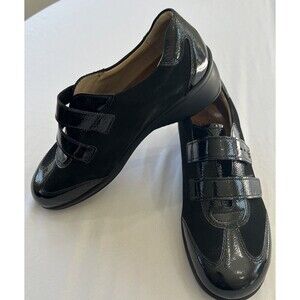Finn Comfort Luttich Nubbuck / Patent Leather Shoes Design Sz 4.5 , US  7 Black‎